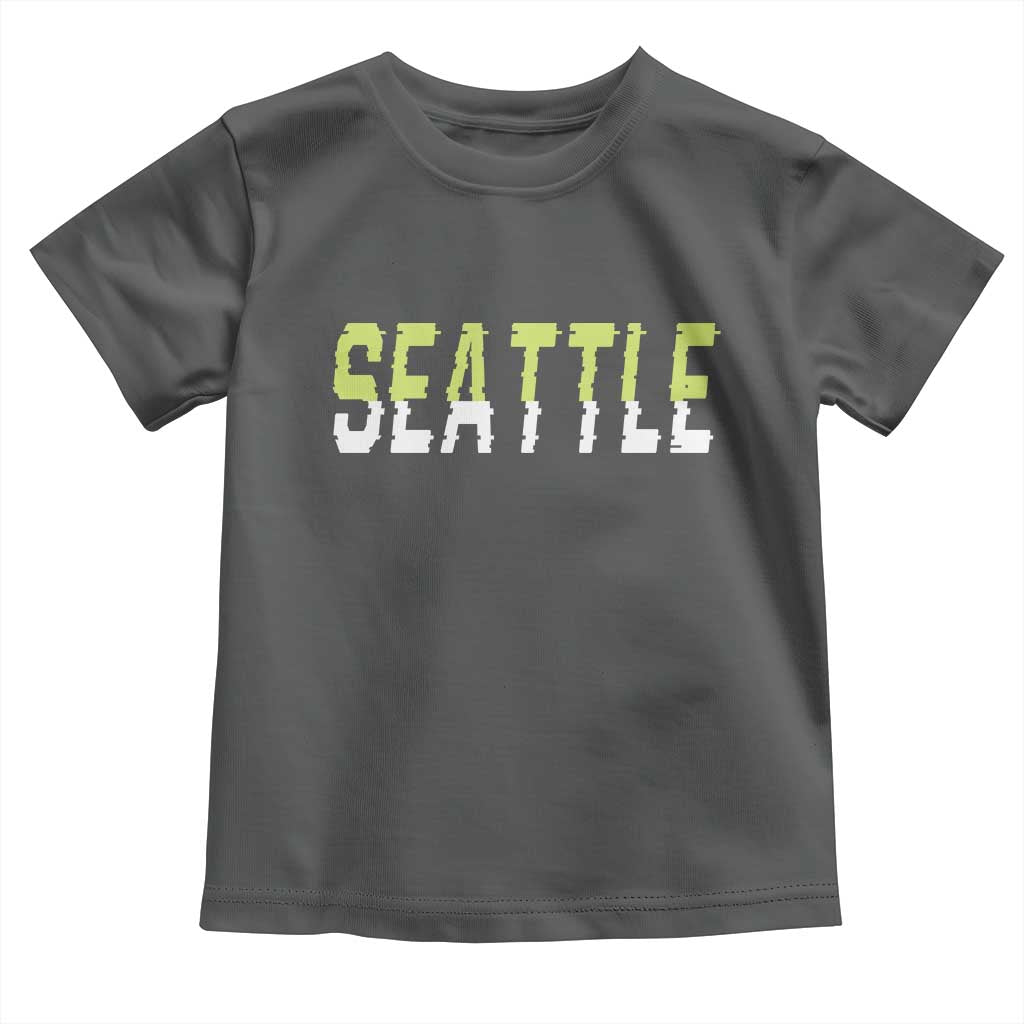 Seattle Retro Glitch Fan Gift Toddler T Shirt Proud Northwest 12s Fan TS12 Dark Heather Print Your Wear