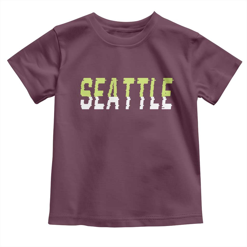 Seattle Retro Glitch Fan Gift Toddler T Shirt Proud Northwest 12s Fan TS12 Maroon Print Your Wear