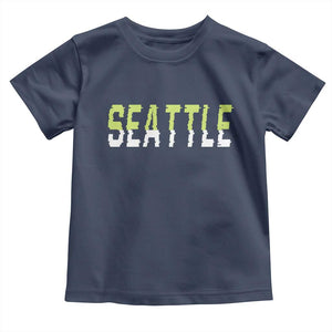 Seattle Retro Glitch Fan Gift Toddler T Shirt Proud Northwest 12s Fan TS12 Navy Print Your Wear