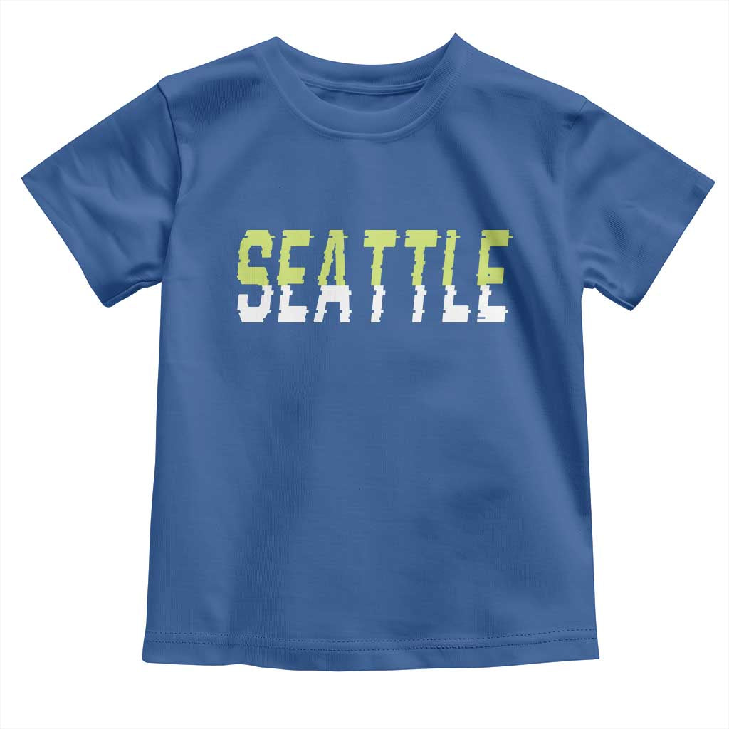Seattle Retro Glitch Fan Gift Toddler T Shirt Proud Northwest 12s Fan TS12 Royal Blue Print Your Wear