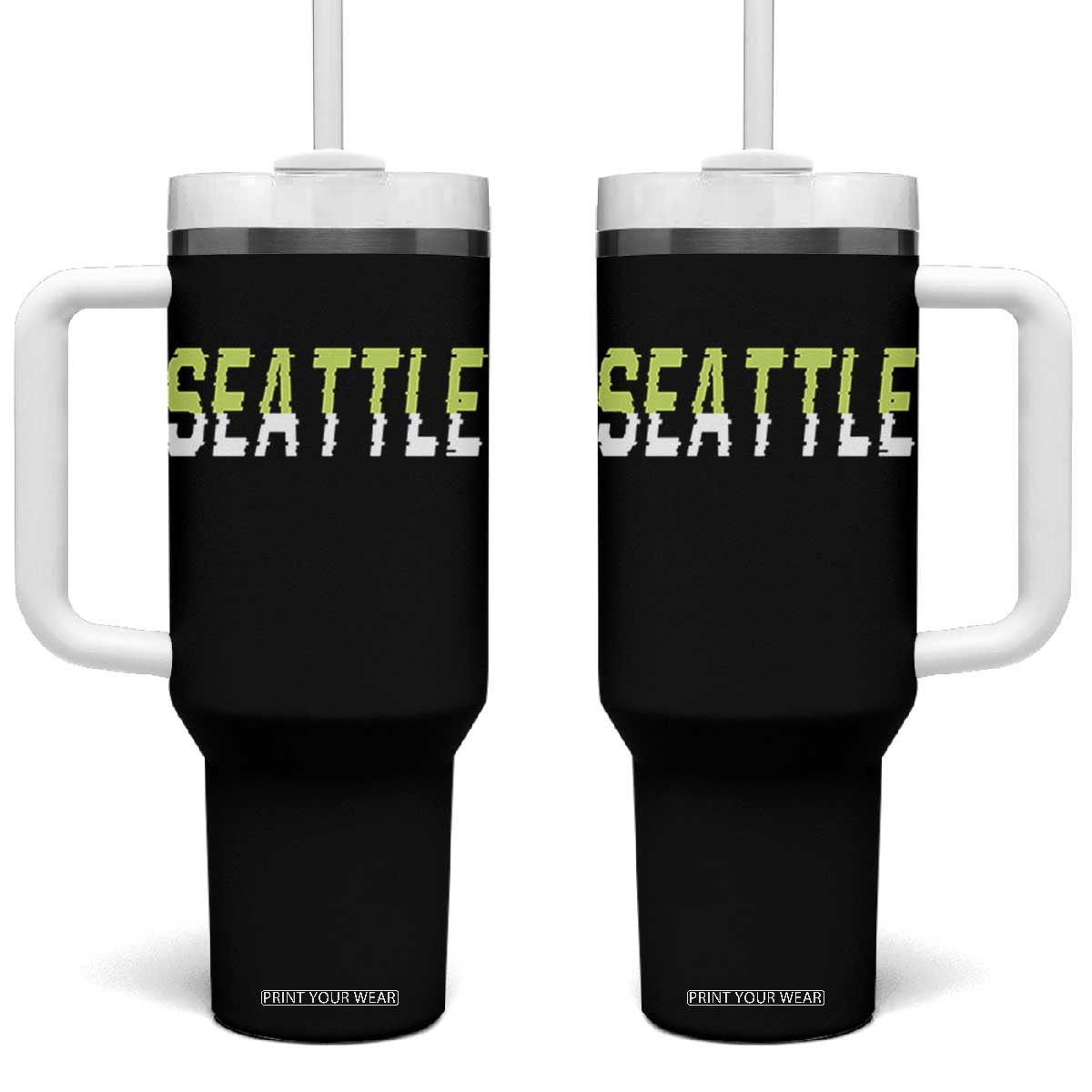 Seattle Retro Glitch Fan Gift Tumbler With Handle Proud Northwest 12s Fan TS12 One Size: 40 oz Black Print Your Wear
