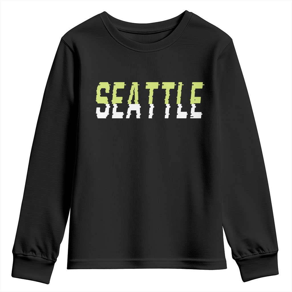 Seattle Retro Glitch Fan Gift Youth Sweatshirt Proud Northwest 12s Fan TS12 Black Print Your Wear