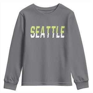 Seattle Retro Glitch Fan Gift Youth Sweatshirt Proud Northwest 12s Fan TS12 Charcoal Print Your Wear
