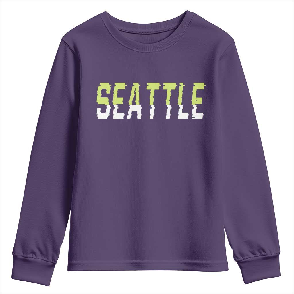 Seattle Retro Glitch Fan Gift Youth Sweatshirt Proud Northwest 12s Fan TS12 Purple Print Your Wear