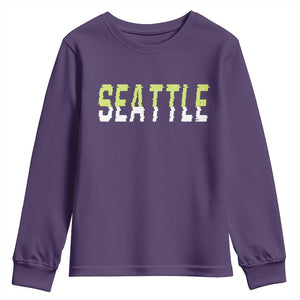 Seattle Retro Glitch Fan Gift Youth Sweatshirt Proud Northwest 12s Fan TS12 Purple Print Your Wear
