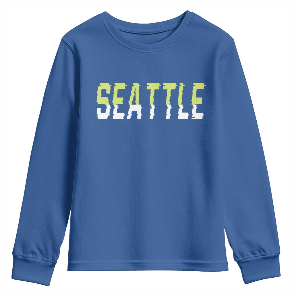 Seattle Retro Glitch Fan Gift Youth Sweatshirt Proud Northwest 12s Fan TS12 Royal Blue Print Your Wear