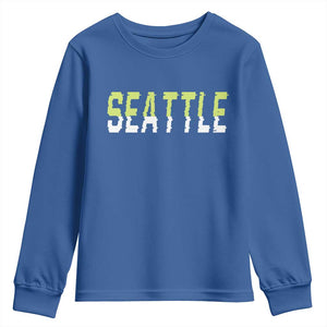 Seattle Retro Glitch Fan Gift Youth Sweatshirt Proud Northwest 12s Fan TS12 Royal Blue Print Your Wear