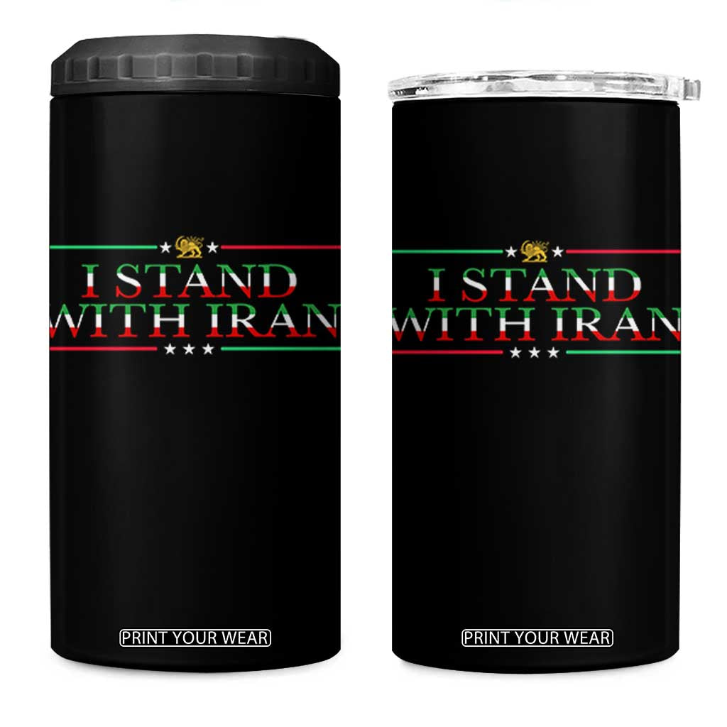 I Stand With Iran 4 in 1 Can Cooler Tumbler Freedom For Iran 2026 Resistance Movement TS12 One Size: 16 oz Black Print Your Wear