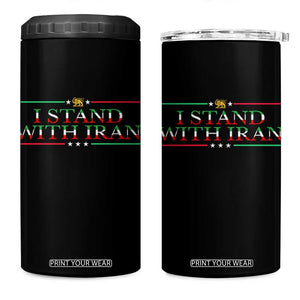 I Stand With Iran 4 in 1 Can Cooler Tumbler Freedom For Iran 2026 Resistance Movement TS12 One Size: 16 oz Black Print Your Wear