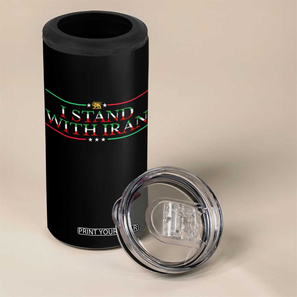 I Stand With Iran 4 in 1 Can Cooler Tumbler Freedom For Iran 2026 Resistance Movement TS12 Print Your Wear