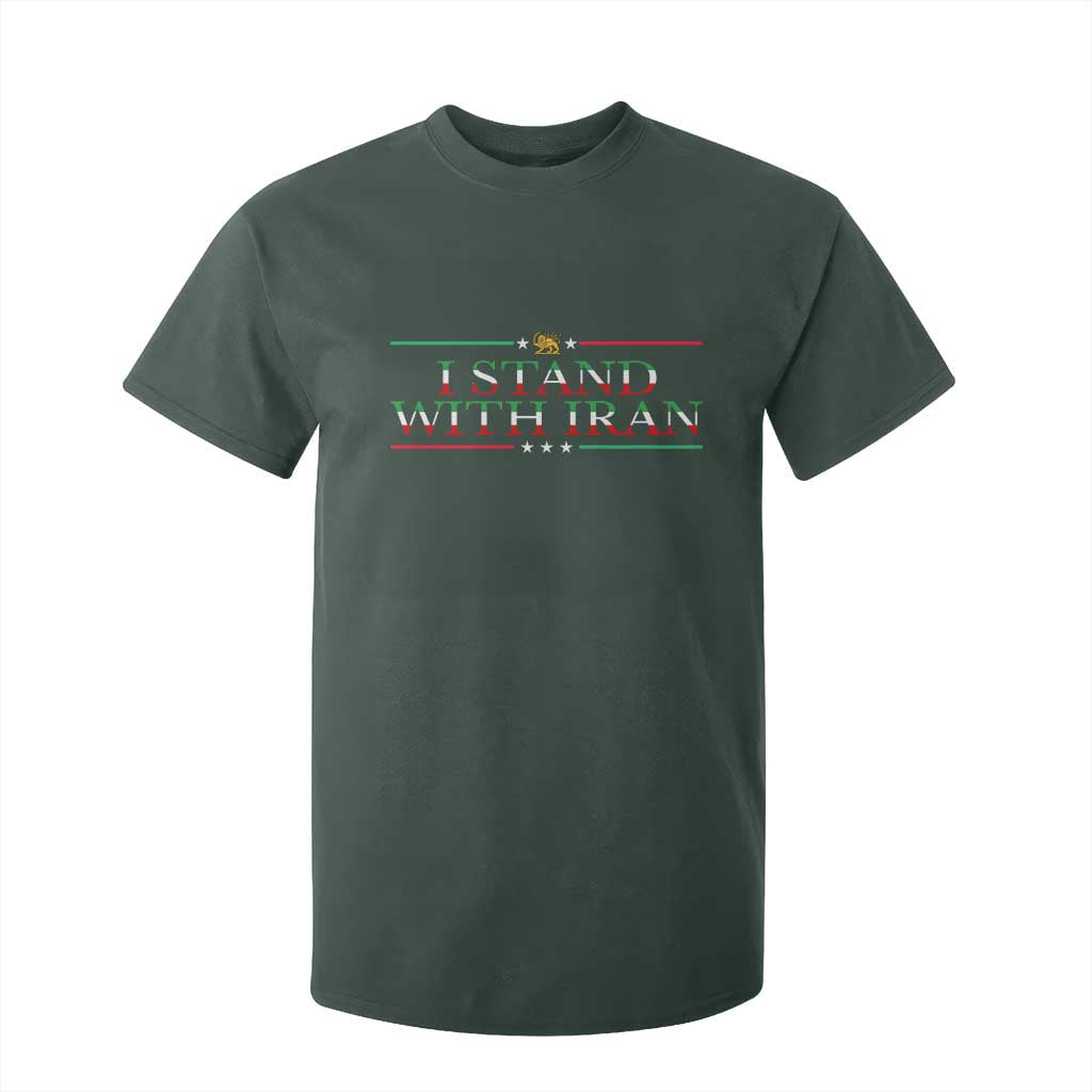 I Stand With Iran T Shirt For Kid Freedom For Iran 2026 Resistance Movement TS12 Dark Forest Green Print Your Wear