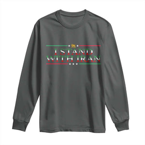 I Stand With Iran Long Sleeve Shirt Freedom For Iran 2026 Resistance Movement TS12 Dark Heather Print Your Wear