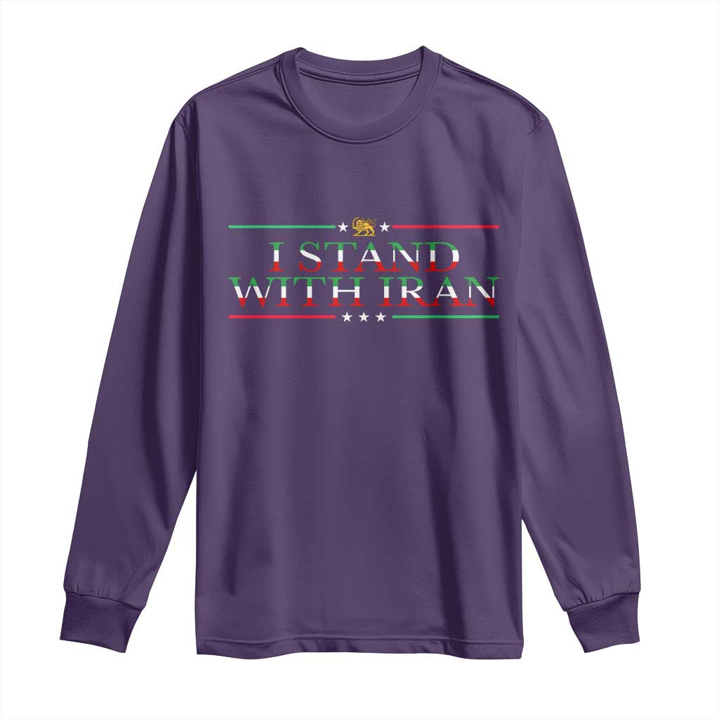 I Stand With Iran Long Sleeve Shirt Freedom For Iran 2026 Resistance Movement TS12 Purple Print Your Wear