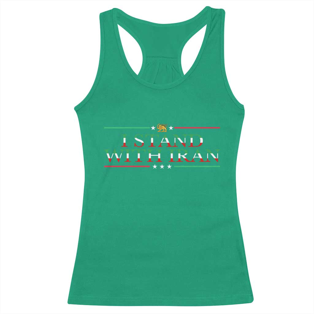 I Stand With Iran Racerback Tank Top Freedom For Iran 2026 Resistance Movement TS12 Irish Green Print Your Wear