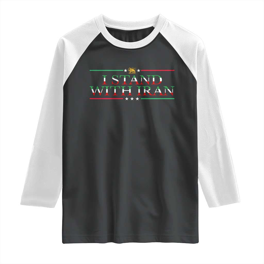 I Stand With Iran Raglan Shirt Freedom For Iran 2026 Resistance Movement TS12 Black White Print Your Wear