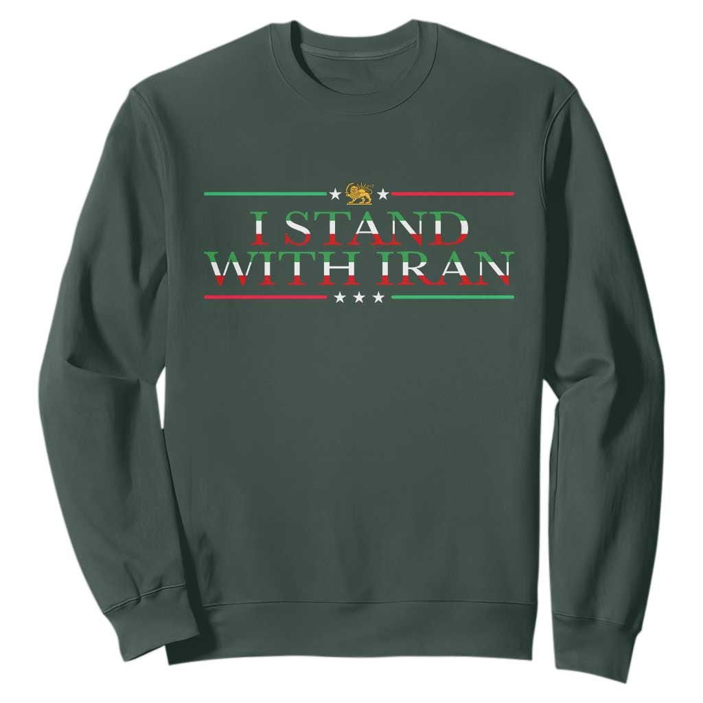 I Stand With Iran Sweatshirt Freedom For Iran 2026 Resistance Movement TS12 Dark Forest Green Print Your Wear