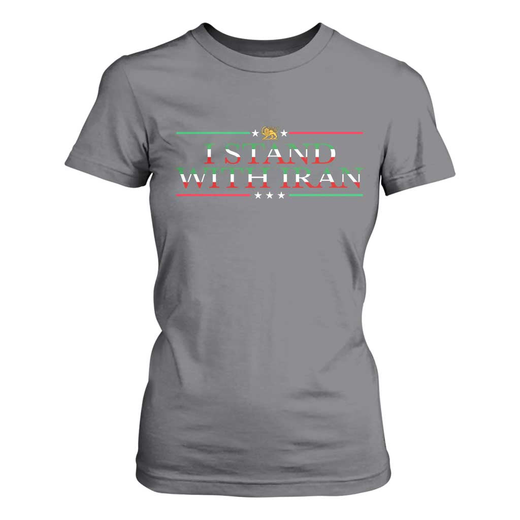 I Stand With Iran T Shirt For Women Freedom For Iran 2026 Resistance Movement TS12 Charcoal Print Your Wear