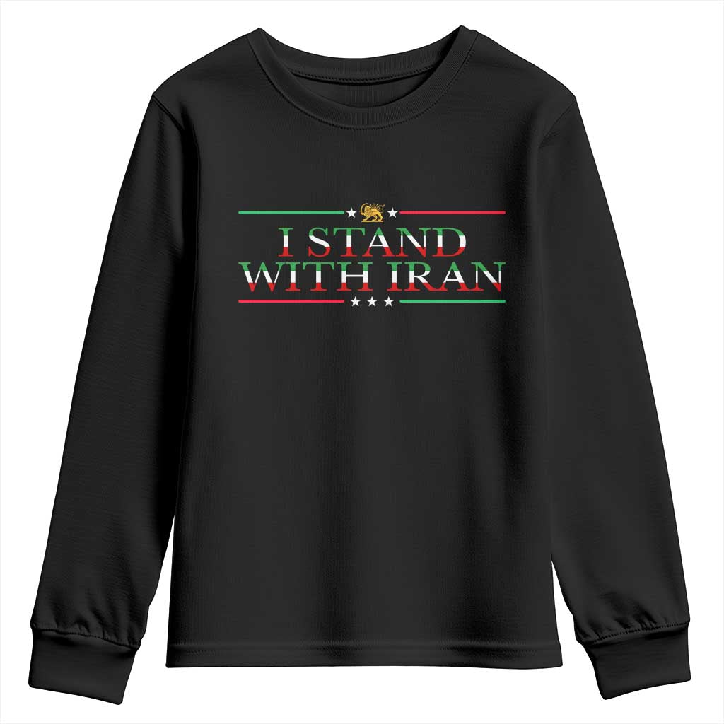I Stand With Iran Youth Sweatshirt Freedom For Iran 2026 Resistance Movement TS12 Black Print Your Wear