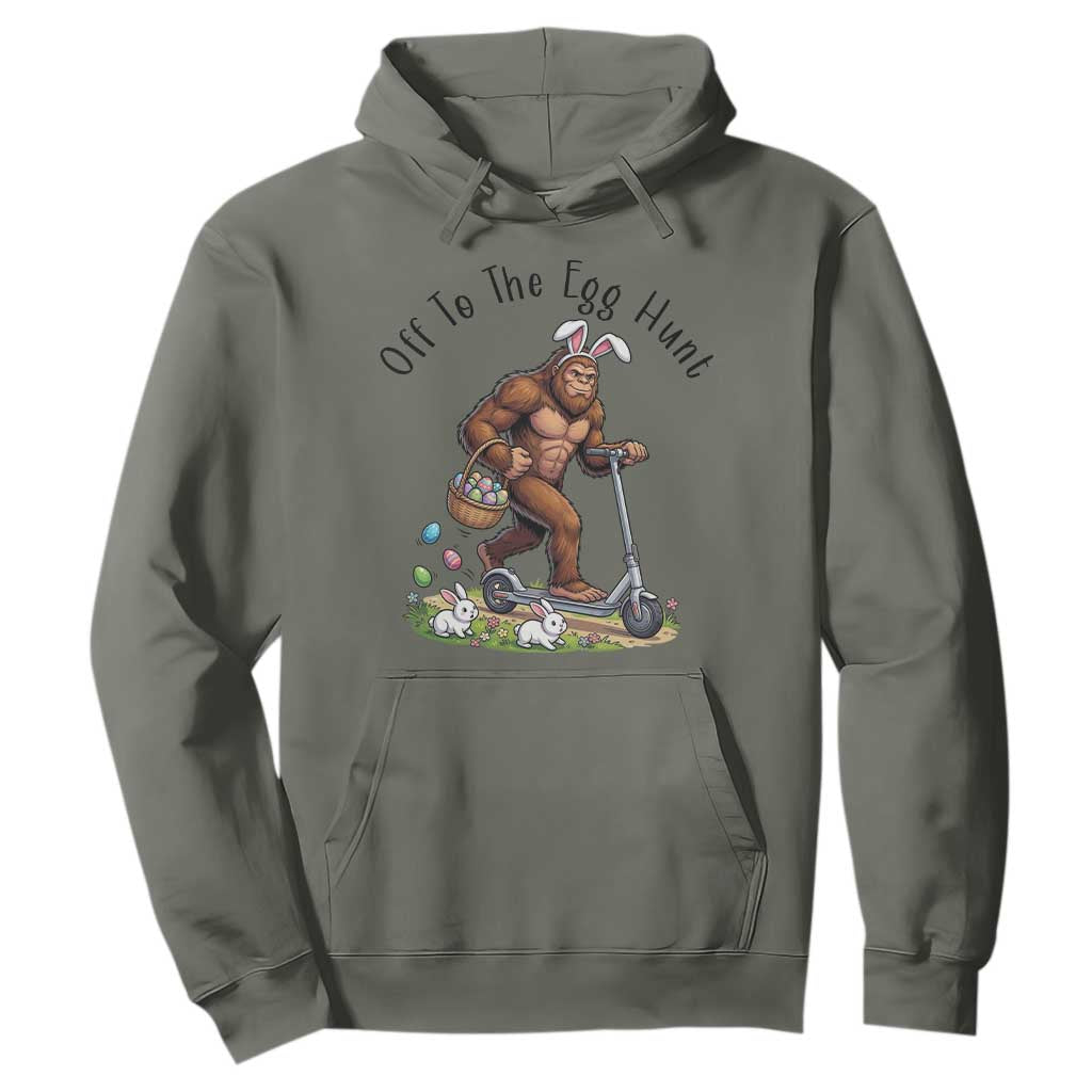Funny Easter Bigfoot Hoodie Off To The Egg Hunt TS12 Military Green Print Your Wear