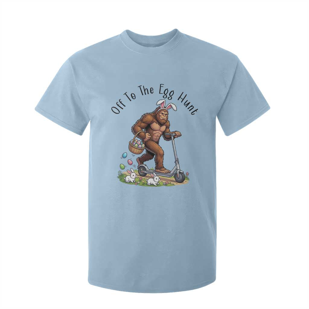 Funny Easter Bigfoot T Shirt For Kid Off To The Egg Hunt TS12 Light Blue Print Your Wear