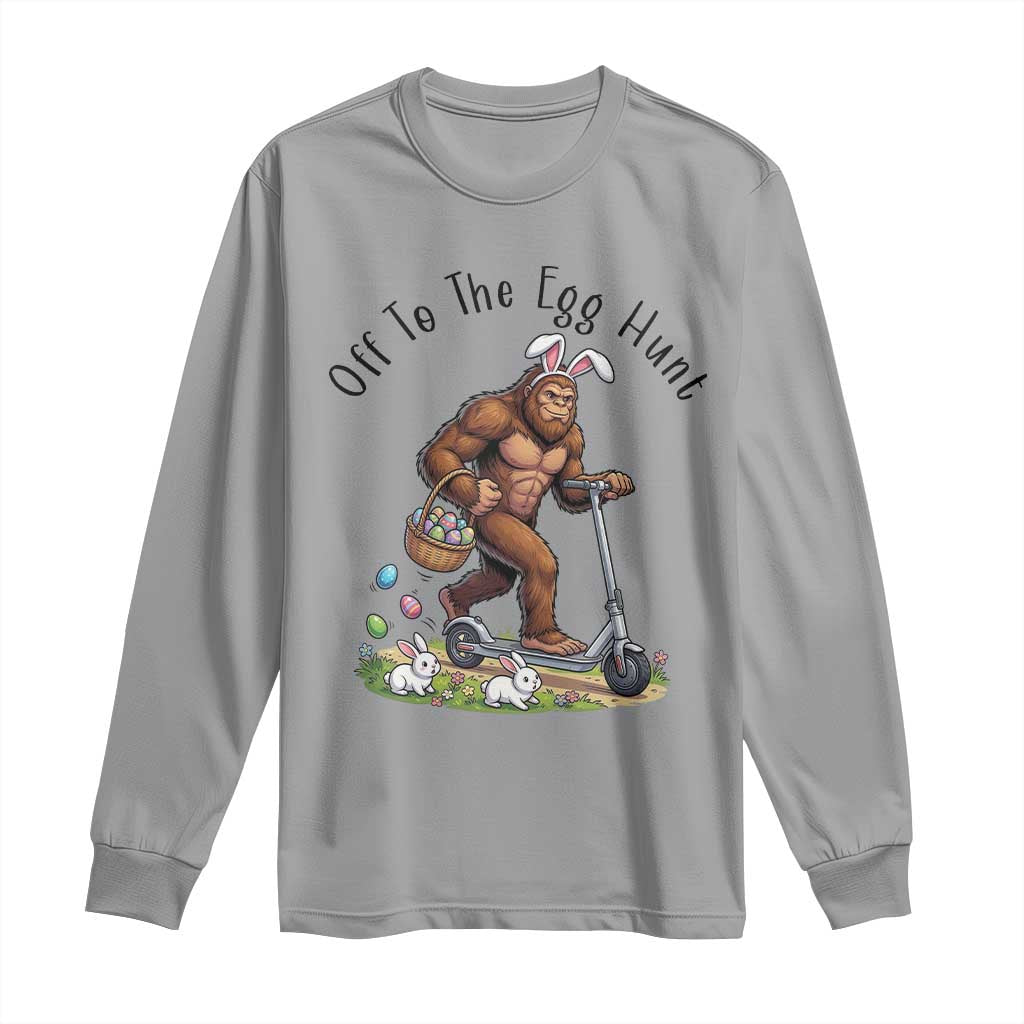 Funny Easter Bigfoot Long Sleeve Shirt Off To The Egg Hunt TS12 Sport Gray Print Your Wear