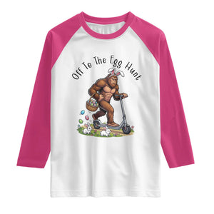 Funny Easter Bigfoot Raglan Shirt Off To The Egg Hunt TS12 White Heliconia Print Your Wear