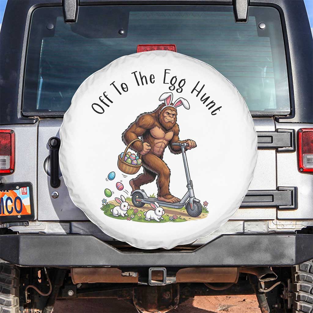 Funny Easter Bigfoot Spare Tire Cover Off To The Egg Hunt TS12 No hole White Print Your Wear