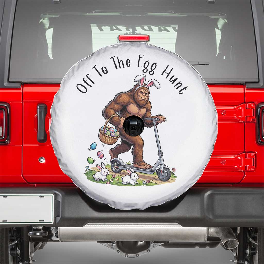 Funny Easter Bigfoot Spare Tire Cover Off To The Egg Hunt TS12 White Print Your Wear