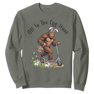 Funny Easter Bigfoot Sweatshirt Off To The Egg Hunt TS12 Military Green Print Your Wear