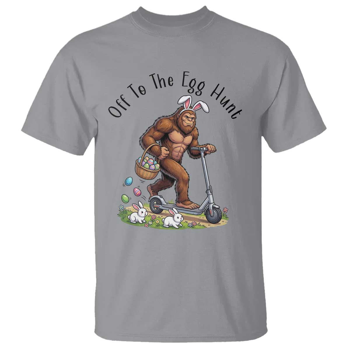 Funny Easter Bigfoot T Shirt Off To The Egg Hunt TS12 Sport Gray Print Your Wear