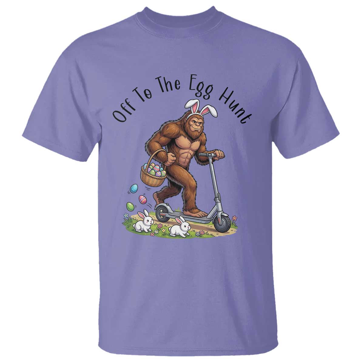 Funny Easter Bigfoot T Shirt Off To The Egg Hunt TS12 Violet Print Your Wear