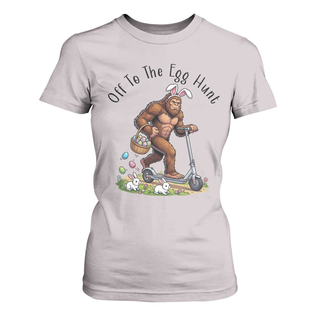 Funny Easter Bigfoot T Shirt For Women Off To The Egg Hunt TS12 Ice Gray Print Your Wear