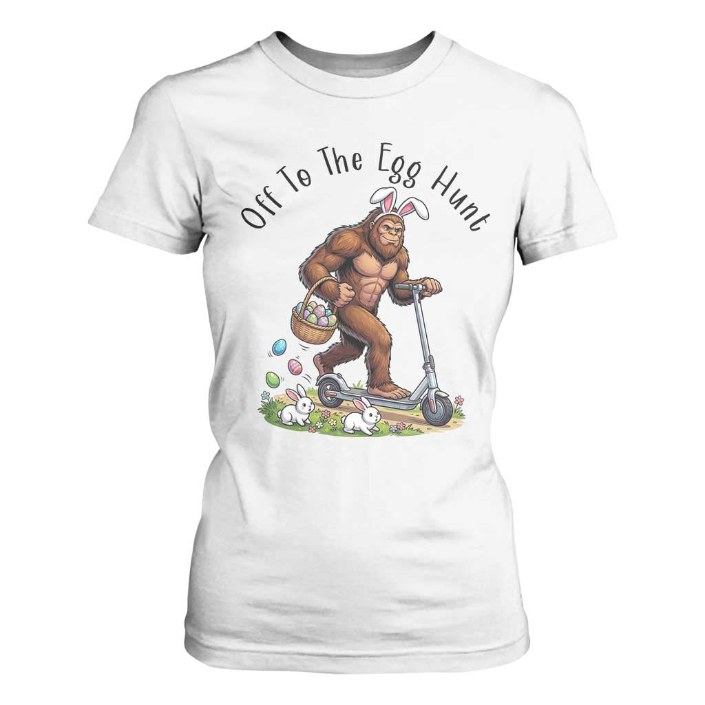 Funny Easter Bigfoot T Shirt For Women Off To The Egg Hunt TS12 White Print Your Wear