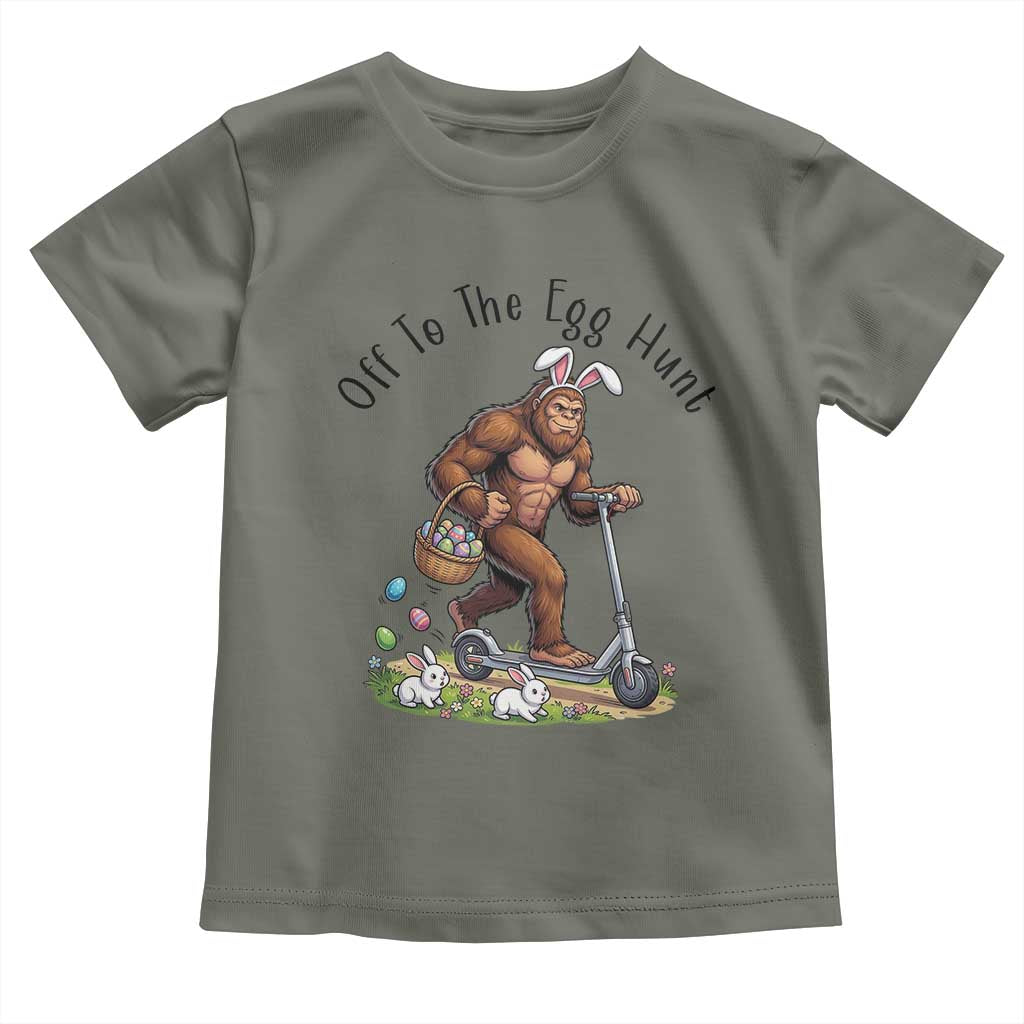Funny Easter Bigfoot Toddler T Shirt Off To The Egg Hunt TS12 Military Green Print Your Wear