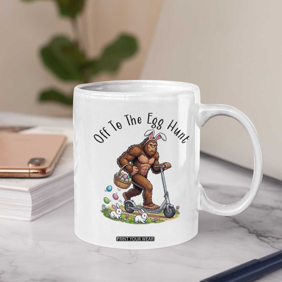 Funny Easter Bigfoot Coffee Mug Off To The Egg Hunt TS12 Print Your Wear