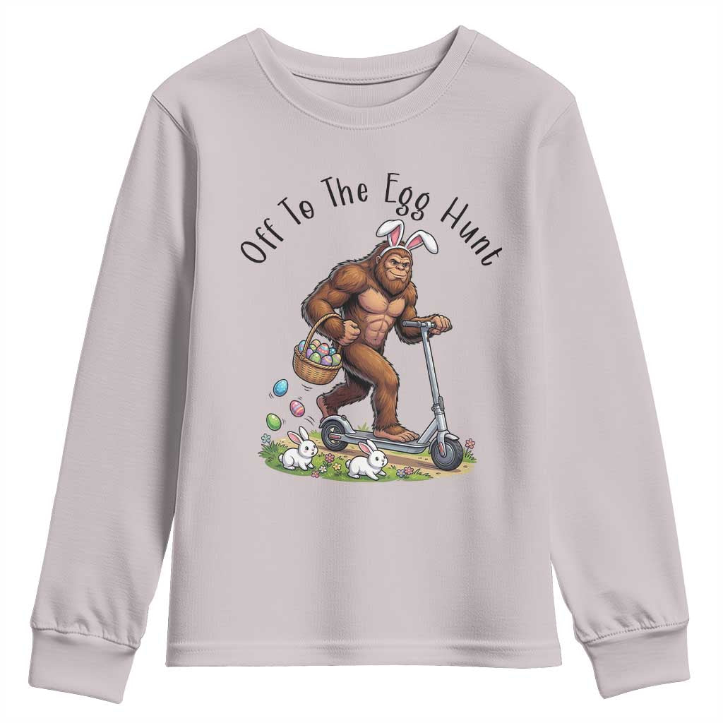 Funny Easter Bigfoot Youth Sweatshirt Off To The Egg Hunt TS12 Ice Gray Print Your Wear