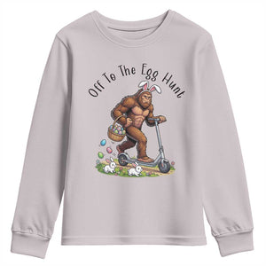 Funny Easter Bigfoot Youth Sweatshirt Off To The Egg Hunt TS12 Ice Gray Print Your Wear