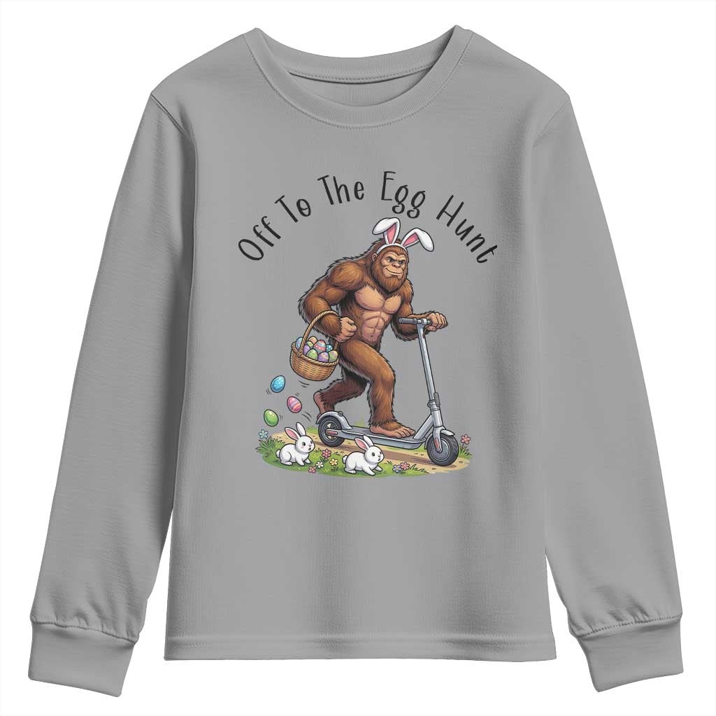 Funny Easter Bigfoot Youth Sweatshirt Off To The Egg Hunt TS12 Sport Gray Print Your Wear