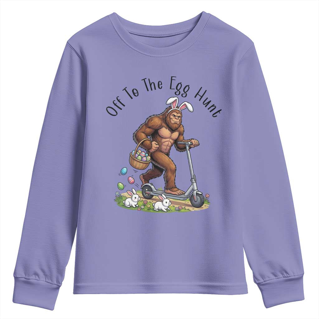 Funny Easter Bigfoot Youth Sweatshirt Off To The Egg Hunt TS12 Violet Print Your Wear