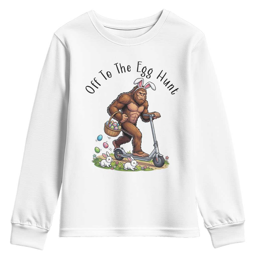 Funny Easter Bigfoot Youth Sweatshirt Off To The Egg Hunt TS12 White Print Your Wear