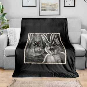 Funny Easter Bunny Selfie Mothman Egg Hunt Throw Blanket TS12 Print Your Wear