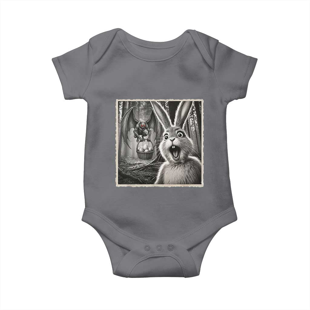 Funny Easter Bunny Selfie Mothman Egg Hunt Baby Onesie TS12 Charcoal Print Your Wear