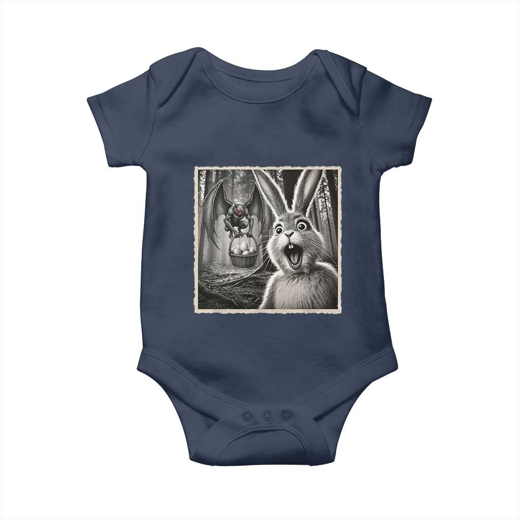 Funny Easter Bunny Selfie Mothman Egg Hunt Baby Onesie TS12 Navy Print Your Wear