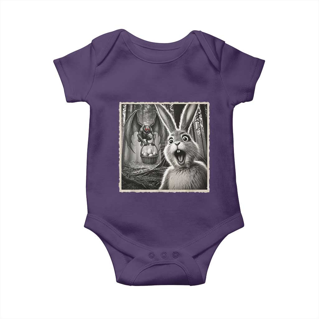 Funny Easter Bunny Selfie Mothman Egg Hunt Baby Onesie TS12 Purple Print Your Wear