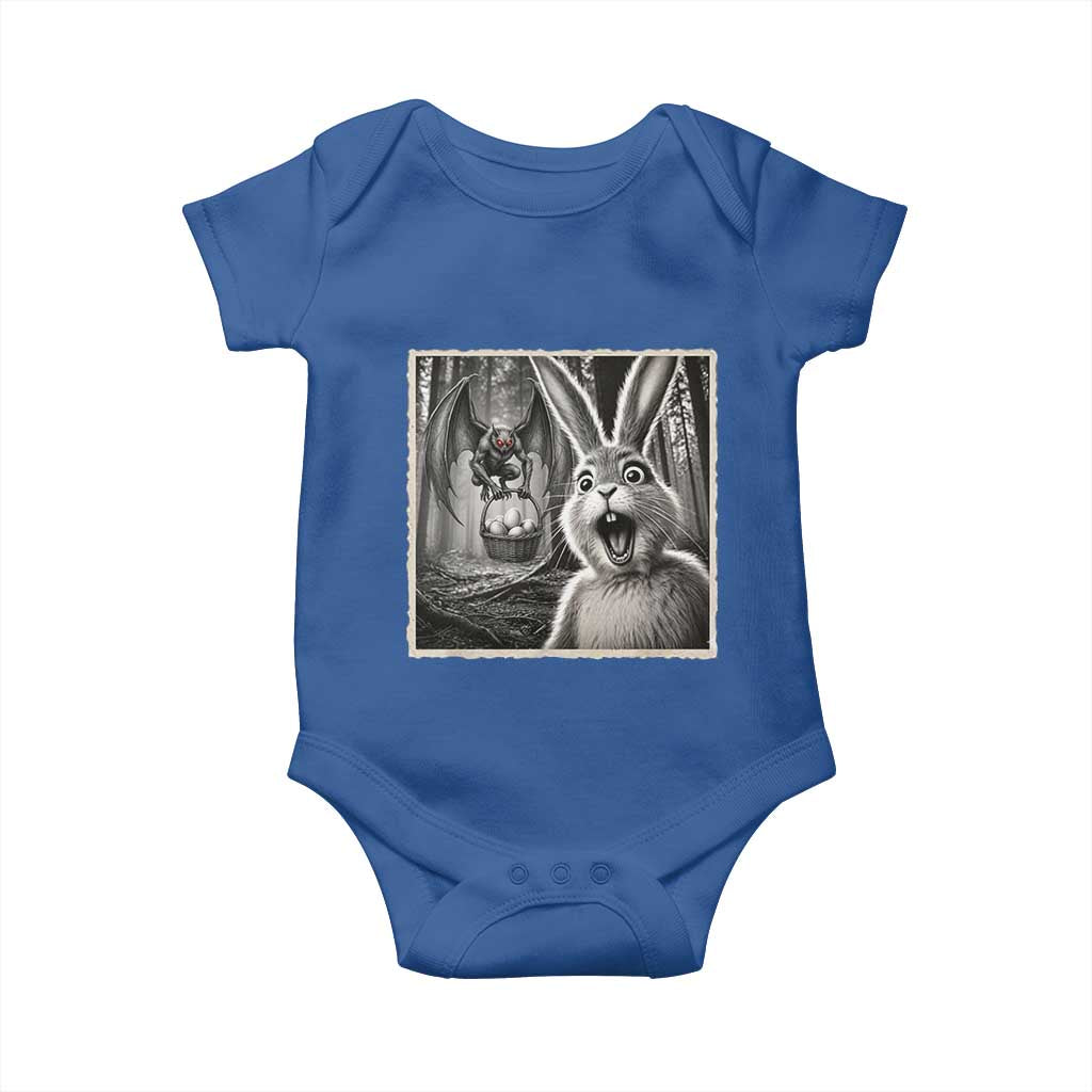 Funny Easter Bunny Selfie Mothman Egg Hunt Baby Onesie TS12 Royal Blue Print Your Wear