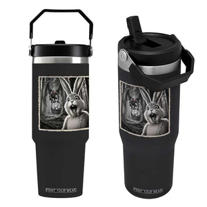 Funny Easter Bunny Selfie Mothman Egg Hunt Flip Straw Tumbler TS12 One Size: 30 oz Black Print Your Wear