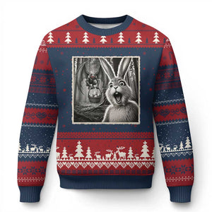 Funny Easter Bunny Selfie Mothman Egg Hunt Ugly Christmas Sweater TS12 Navy Red Print Your Wear