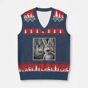 Funny Easter Bunny Selfie Mothman Egg Hunt V-Neck Knit Sweater Vest TS12 Navy Red Print Your Wear