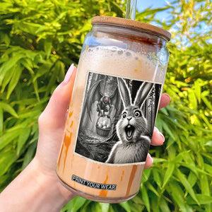 Funny Easter Bunny Selfie Mothman Egg Hunt Glass Can TS12 Black Print Your Wear