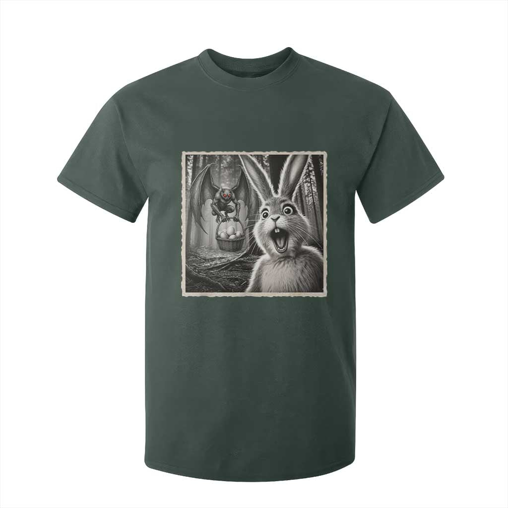 Funny Easter Bunny Selfie Mothman Egg Hunt T Shirt For Kid TS12 Dark Forest Green Print Your Wear